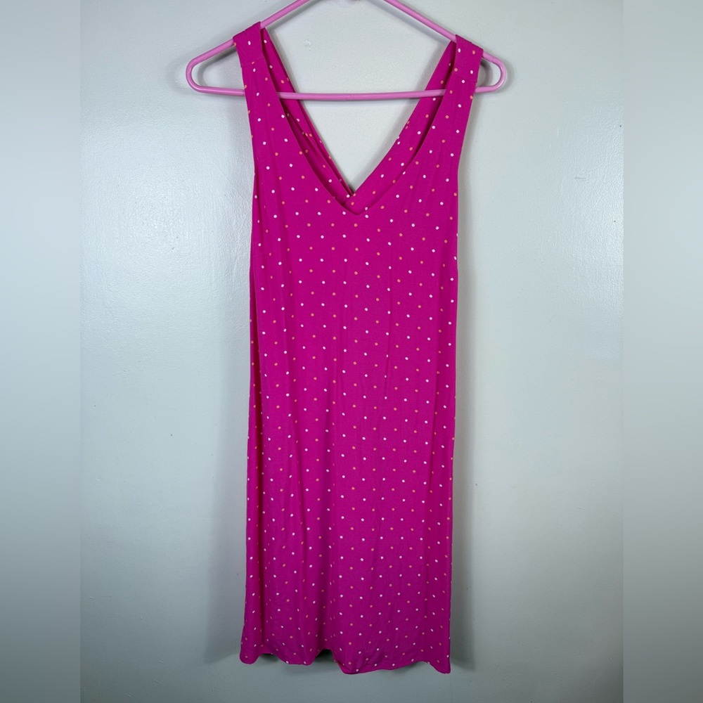 Loft Womens Polka Dot Criss Cross Swing‎ Dress Pink MP Medium Petite NWT Mini